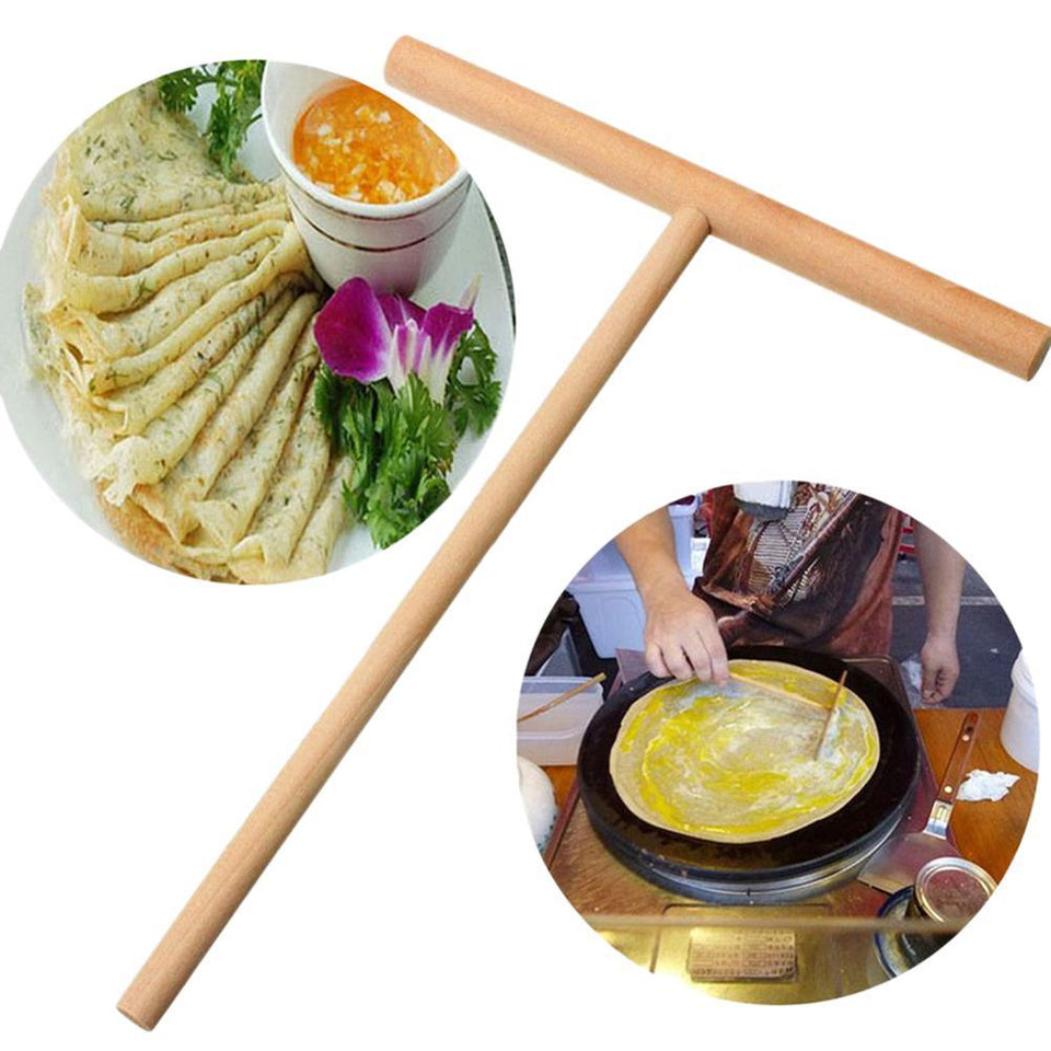 1Set Wooden T Letter Kitchen Accessories Tool Stick Smooth Pancake Maker Egg Cooker Pan Flip Nonstick Baking Home