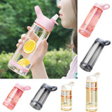 Water Bottle 550/850ml Portable Cute Juice Drinkware Drinking Cup with Lid Straw Office Outdoor Sports Travel Water Drink Bottle