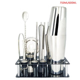 750ml/600ml Stainless Bar Cocktail Shaker Set Barware Set Shaker Set with Wooden Rack