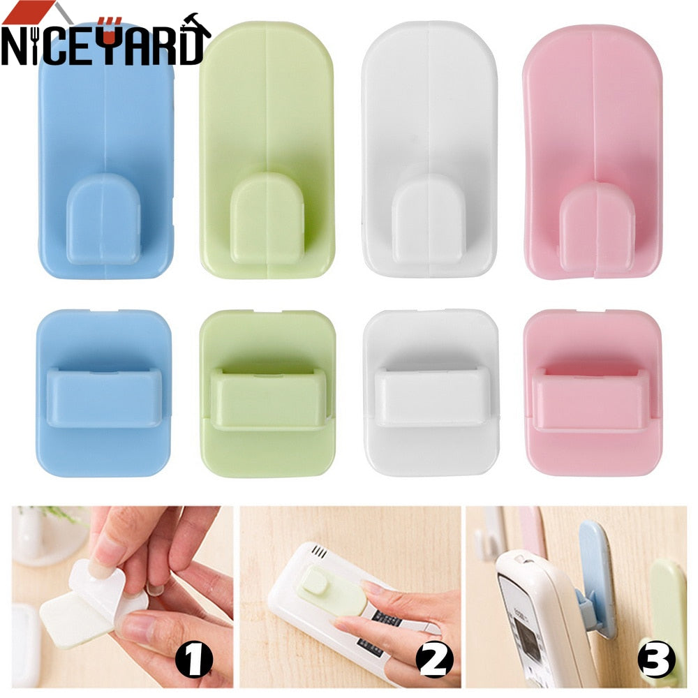 4pcs/set Remote Control Holder Adhesive Tape Hanger Wall Storage Sticky Hook Set Organization For TV Air Conditioner Controller