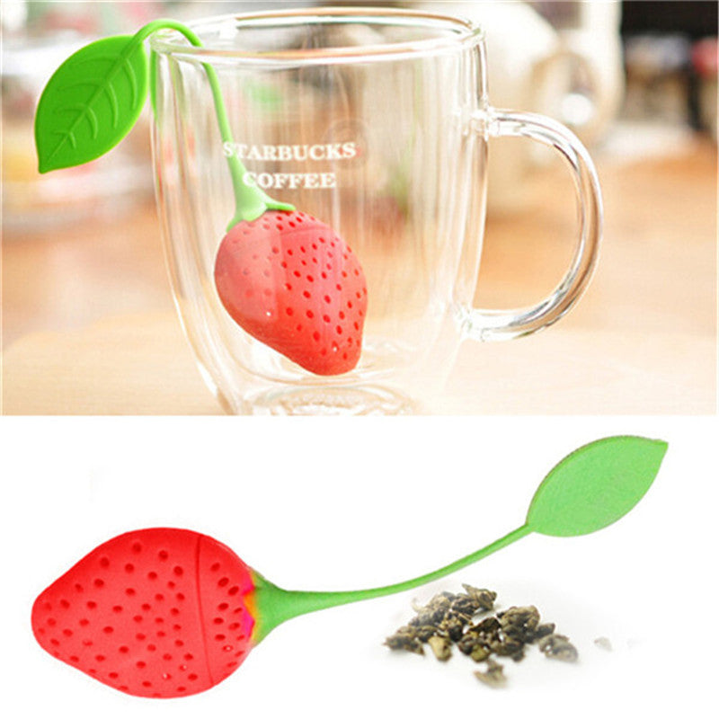 Cute Strawberry Tea Strainer Tea Bags Silicone loose-leaf Tea Infuser Filter Diffuser Fun Cartoon Tea Accessories 301-0321