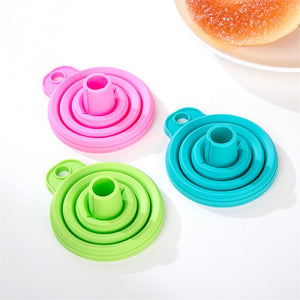 Kitchen Protable Mini Silicone Gel Foldable Collapsible Style Funnel Hopper Cooking Tools Accessories Gadgets