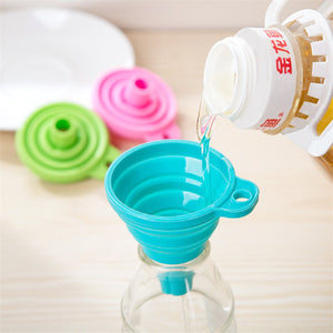 Kitchen Protable Mini Silicone Gel Foldable Collapsible Style Funnel Hopper Cooking Tools Accessories Gadgets