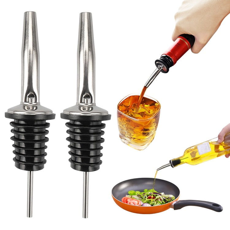 2 Pcs Stainless Steel Bottle Caps Liquor Spirit Pourer Dispenser Free Flow Wine Bottle Pour Spout Stopper Barware